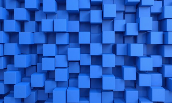 Random shifted blue cube boxes block background wallpaper