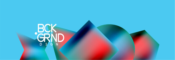Poster - Neon color geometric shapes square triangle circle abstract background. Vector Illustration For Wallpaper, Banner, Background, Card, Book Illustration, landing page