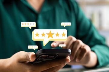 Wall Mural - online customer satisfaction survey service concept, client rate service from experience in applicat