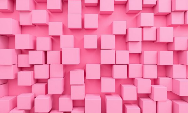Random shifted pink cube boxes block background wallpaper