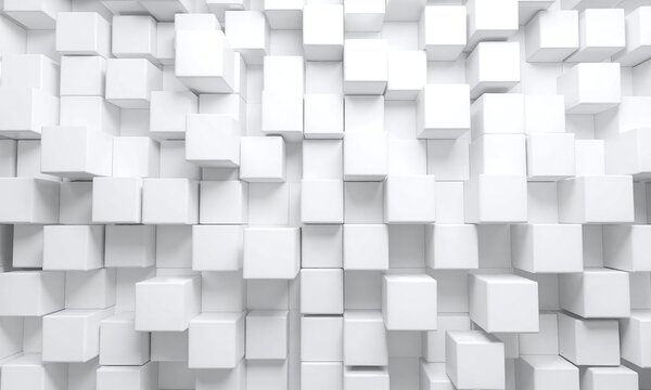 Random shifted white cube boxes block background wallpaper