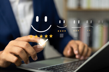 Wall Mural - online customer satisfaction survey feedback and ratings for business success, user give rating to s