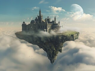 Canvas Print - Floating Castle in the Clouds: A Surreal Fantasy Landscape