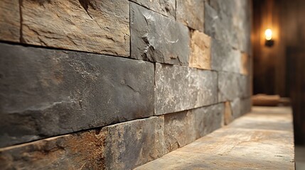 Poster - Textured wall featuring a stunning interplay of roughhewn wooden panels and smooth marble slabs emphasizing a rustic yet contemporary feel perfect for stylish interiors
