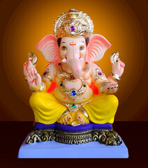 Ganesh sculpture, Lord Ganpati, Ganesha on colourful Background, Ganpati, happy Ganesh Chaturthi.