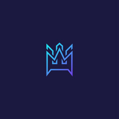 W initial letter and crown logo design.