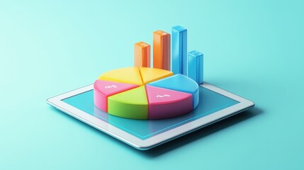 Poster - Colorful 3D Chart on Digital Tablet Screen