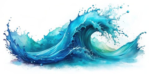 Poster - A majestic blue wave with splashes of white foam, creating a sense of dynamic energy and movement.