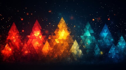 Poster - Seamless rows of colorful triangles and hexagons form a vibrant, abstract background design