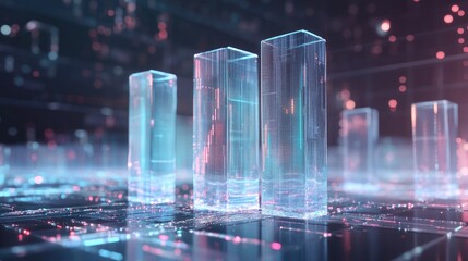 Poster - Futuristic Glass Structures in Digital Space