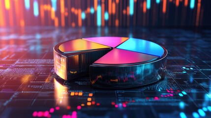 Poster - Colorful Pie Chart on Digital Data Background