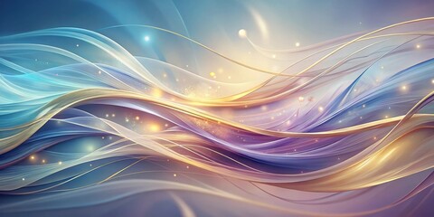 Poster - Abstract Wavy Lines with Glittering Lights and Blurry Background