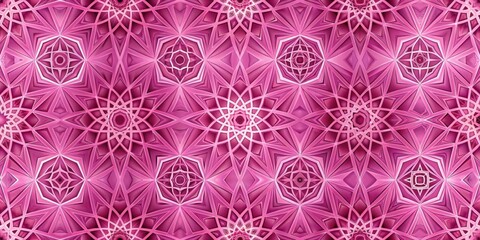 Leinwandbilder - An abstract pattern composed of intricate geometric shapes in a vibrant shade of pink, creating a mesmerizing and hypnotic visual experience