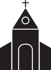 Poster - Black and white church icon in flat style.