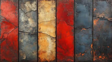 Poster - Warm terracotta panelled wall background with a rough earthy texture exuding a Mediterranean feel great for rustic lounges or bohemianstyle interiors