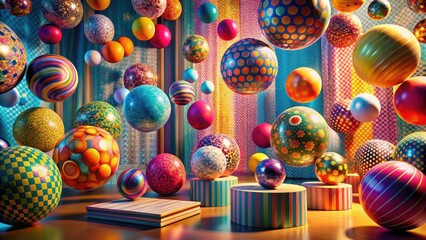 Aufkleber - A vibrant display of colorful spheres adorned with patterns and textures, showcasing the artistic potential of geometric shapes and playful color combinations.