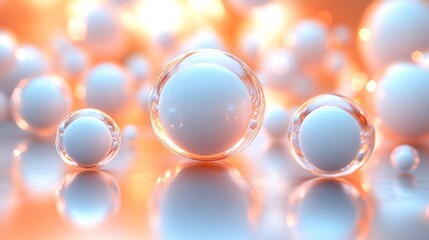 Aufkleber - Floating luminous spheres create a captivating visual spectacle against a warm, soft-focus background, enhancing the ethereal ambiance of the setting.