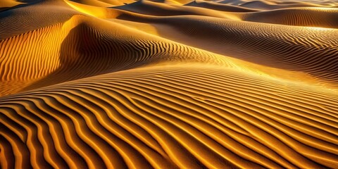 Poster - Golden Hour Hues in a Desert Landscape, A Symphony of Ripples and Curves, Nature's Abstract Masterpiece