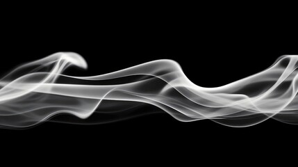 Poster - Elegant White Smoke Flowing on Black Background