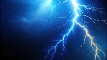 Wall Mural - bright flash of lightning against dark blue sky wallpaper