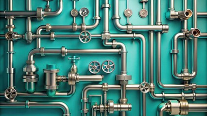 Aufkleber - A complex network of pipes and valves, showcasing the intricate plumbing system of a modern building