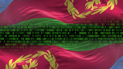 Eritrea flag - 3D realistic waving flag on matrix digital background with binary code