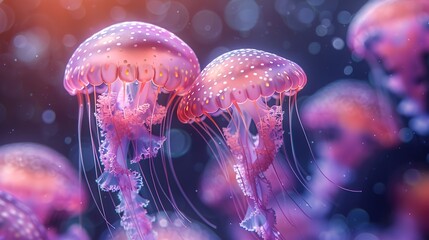Wall Mural - pink jellyfish in the ocean: a close-up view
