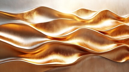 Poster - Elegant array of golden wall art pieces with flowing lines and wave patterns complemented by gradient shades capturing a sophisticated look perfect for upscale home or office decor