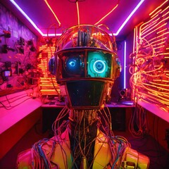 3d render of a robot with a background