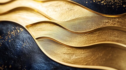 Poster - Exquisite collection of golden wall art showcasing fluid line patterns and vibrant gold foil designed to enhance modern interiors with a touch of luxury and opulence perfect for banners