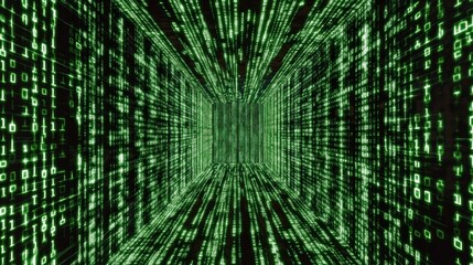 Poster - purple digital tunnel, abstract technology and cybersecurity design