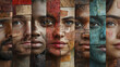 © Wasun - Diverse human faces are artistically arranged in collage, showcasing variety of skin tones and expressions, symbolizing unity and diversity