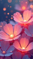 Poster - A flower with a white stem and pink petals	