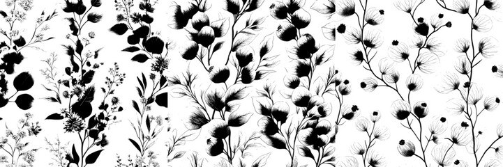 Poster - the leaves branch and hand drawn doodles is a seamless pattern. design wall decorations, postcards, 