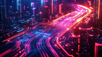 Poster - Futuristic Urban Environment with Connected Buildings
