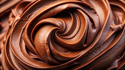 Aufkleber - A close-up of a rich, swirling chocolate cream, its smooth texture inviting a delicious indulgence.