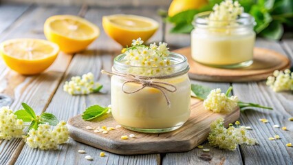 Poster - A refreshing summer dessert with a delicate floral aroma and a hint of citrus, perfect for a light and flavorful treat.