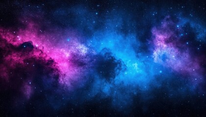 Wall Mural - Vibrant cosmic nebula with pink and blue hues illuminating the night sky