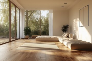 minimalist living room and wooden floors