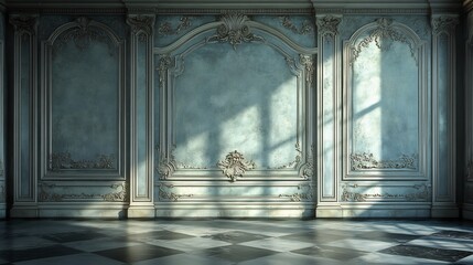 Poster - Ornate vintage luxury wall classic detailing including elegant moldings and rich textures evoking a timeless sophisticated atmosphere perfect for upscale interiors