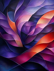 Poster - Vibrant Abstract Mural with Dynamic Wave Patterns