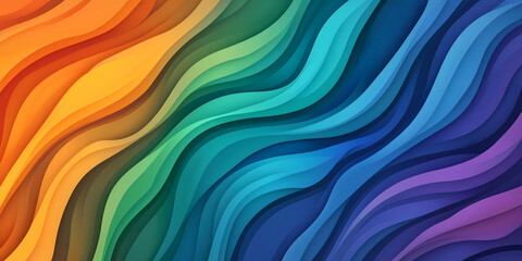 Rainbow layered waves background with gradient vibrant spectrum