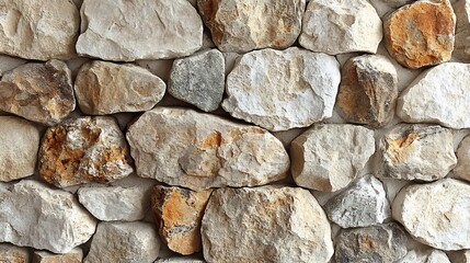 Poster - Rustic stone wall warm beige stones and subtle hints of mossy green arranged in a seamless repeating texture perfect for a cozy cottageinspired ambiance