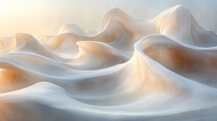 Fototapete - delicate dunes rise and fall in a serene desert setting, their smooth curves and soft colors glowing