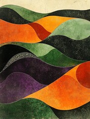 Poster - Vibrant Organic Forms in Abstract Mural Design