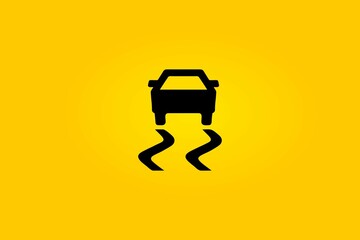 Black automotive Traction Control icon on a graduated yellow background