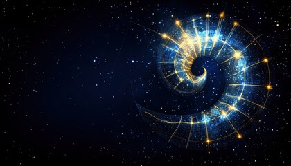 Wall Mural - Galactic spiral formation with stars and light effects against a dark background