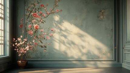 Poster - Timeless luxury wall adorned vintage wallpaper classic moldings and muted tones bringing an air of sophistication and elegance to the space