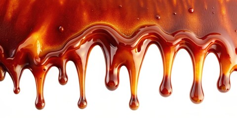 Poster - Dripping caramel sauce, a rich and viscous liquid, creating a visually appealing and delicious pattern