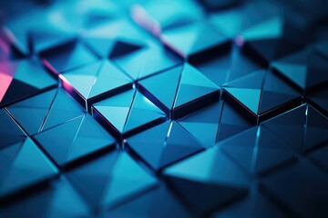 Leinwandbilder - Sharp triangular geometric shapes intersecting with metallic textures in a dynamic digital space, top view Represents modern computing power Cybernetic tone Triadic Color Scheme